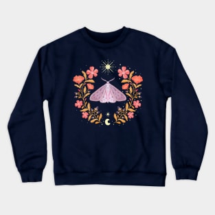 Magical moth with florals, stars and moon Crewneck Sweatshirt